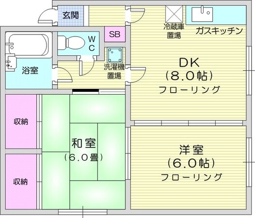 北３４条駅 徒歩9分 2階の物件間取画像